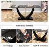 Table and chair set, modern dining table, patterned table top and black MDF table legs, soft and comfortable dining chair, perfect for dinner, meeting