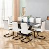 Table and chair set, modern dining table, patterned table top and black MDF table legs, soft and comfortable dining chair, perfect for dinner, meeting