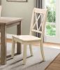 5pc Dining Set Natural Finish Table and 4x Side Chairs White Finish Wooden Kitchen Dining Room Furniture
